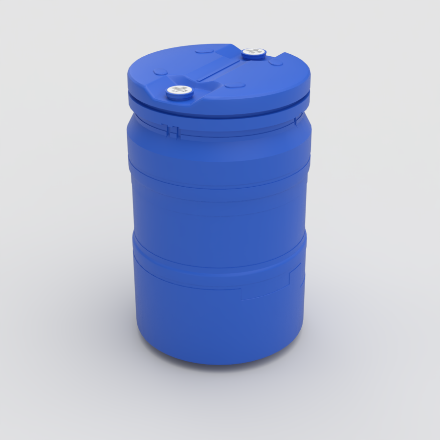 Caneca plástica cerrada de 55 galones (208 litros)